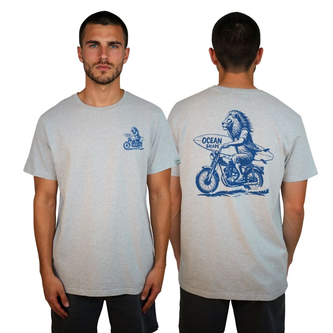 T-shirt unisexe "Lion Biker" - Light Ash