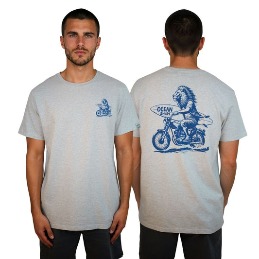T-shirt unisexe "Lion Biker" - Light Ash