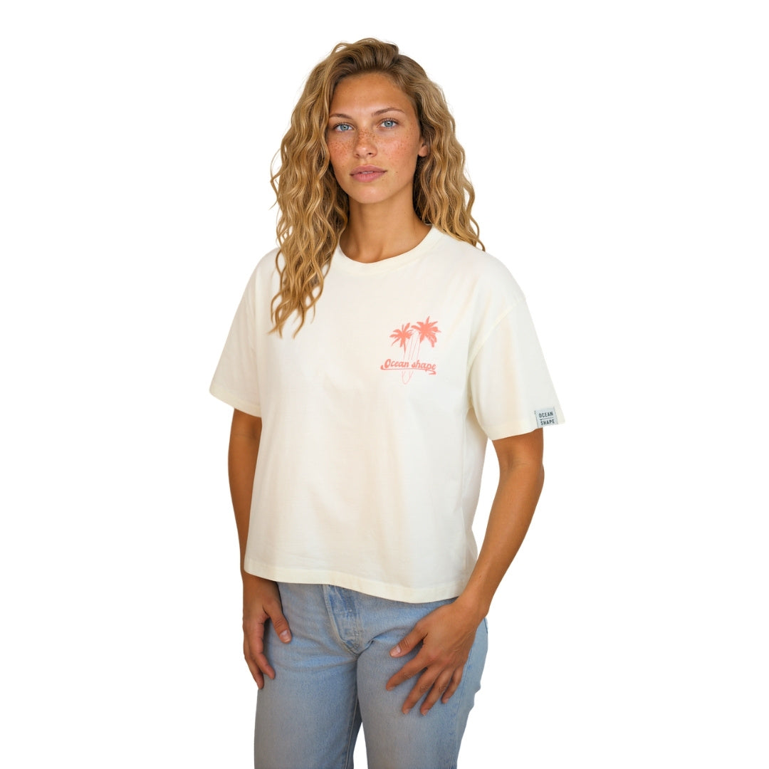 T-shirt femme “Wave and sand” Off white