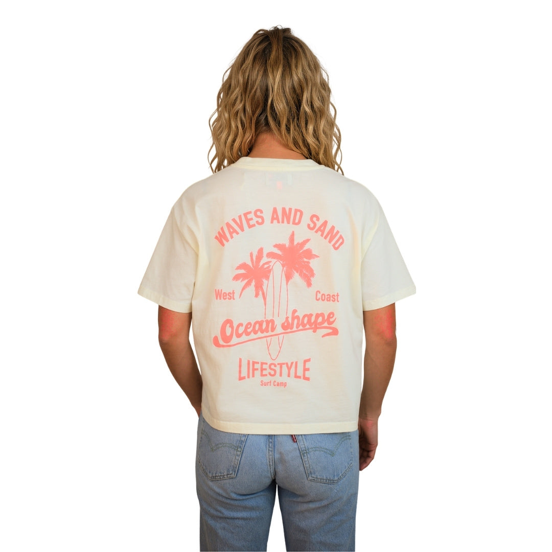 T-shirt femme “Wave and sand” Off white