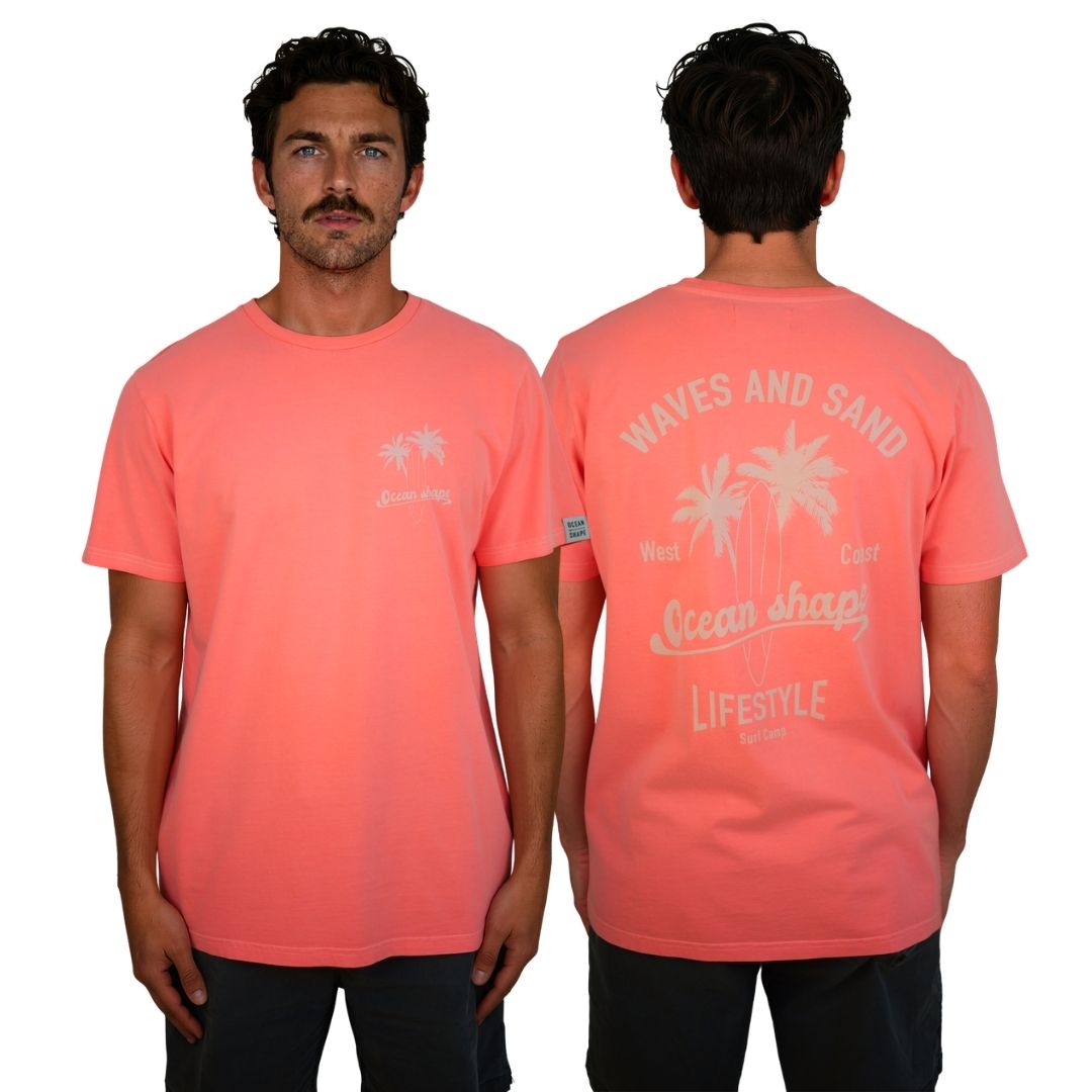 Tee shirt unisexe "Wave and Sand" – Rose Fluo