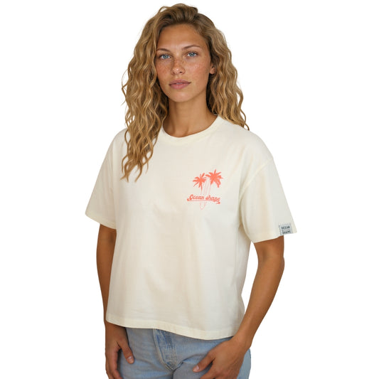 T-shirt femme “Waves & Sand” Off white