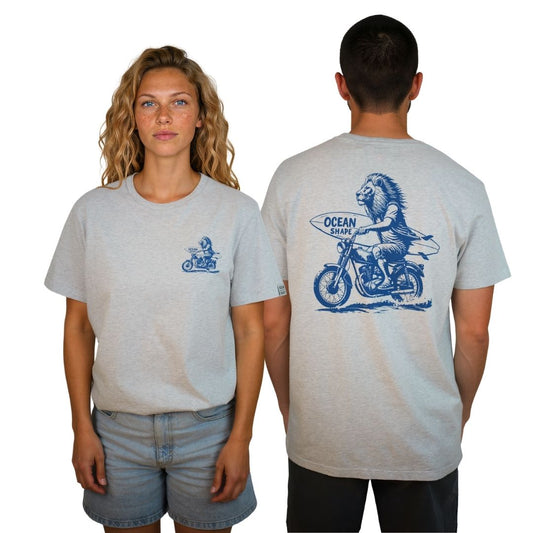 T-shirt unisexe "Lion Biker" - Light Ash