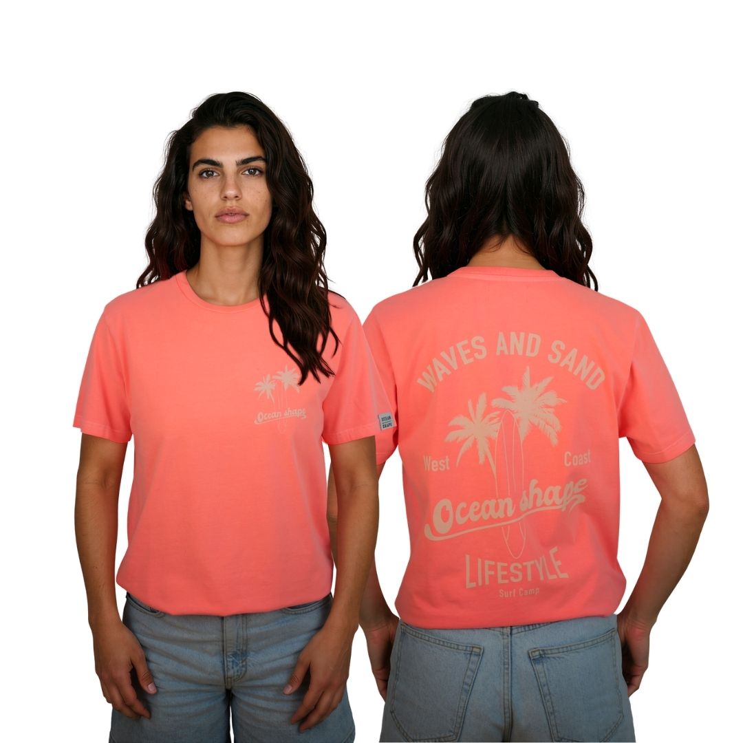 Tee shirt unisexe "Wave and Sand" – Rose Fluo