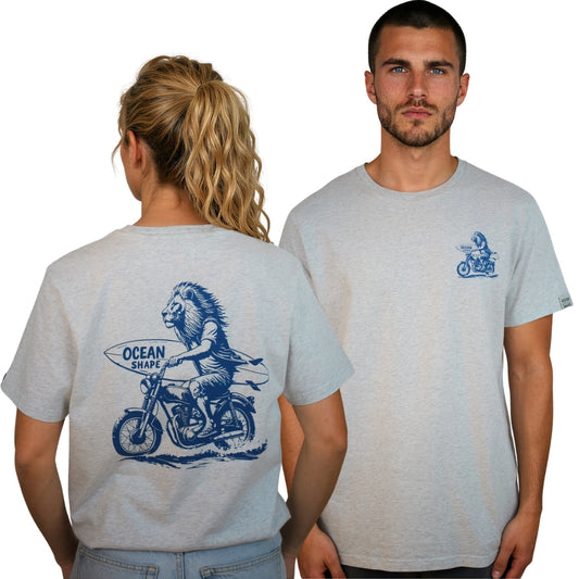 T-shirt unisexe "Lion Biker" - Light Ash