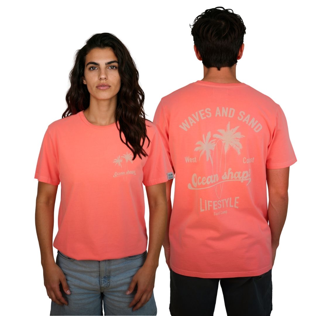Tee shirt unisexe "Wave and Sand" – Rose Fluo