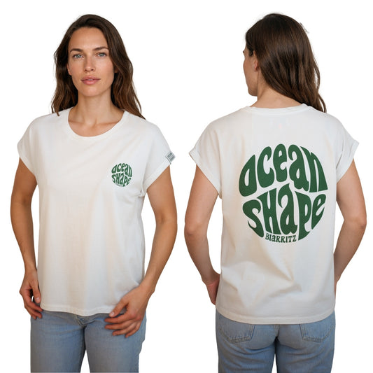T-shirt femme "Bubble" - Blanc et Vert
