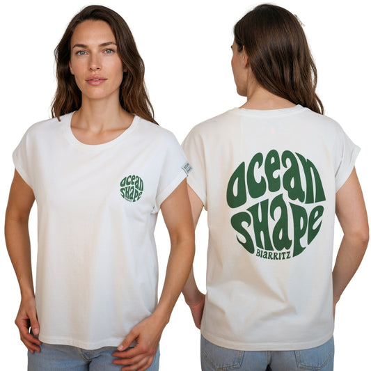 T-shirt femme "Bubble" - Blanc et Vert