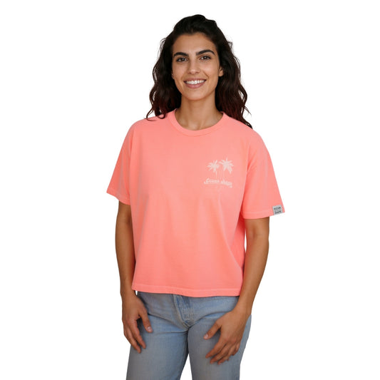 T-shirt femme “Wave and sand” Rose Fluo