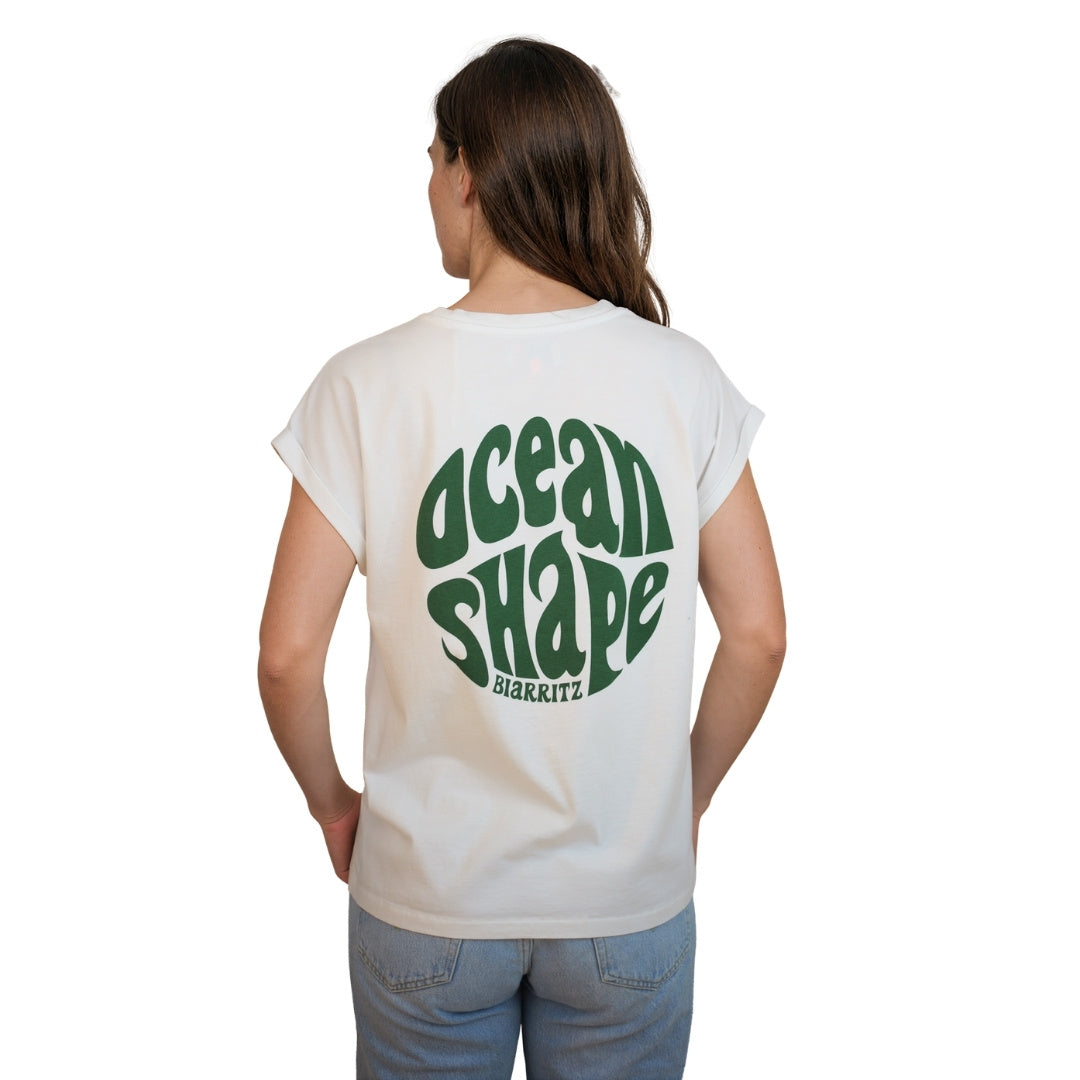 T-shirt femme "Bubble" - Blanc et Vert