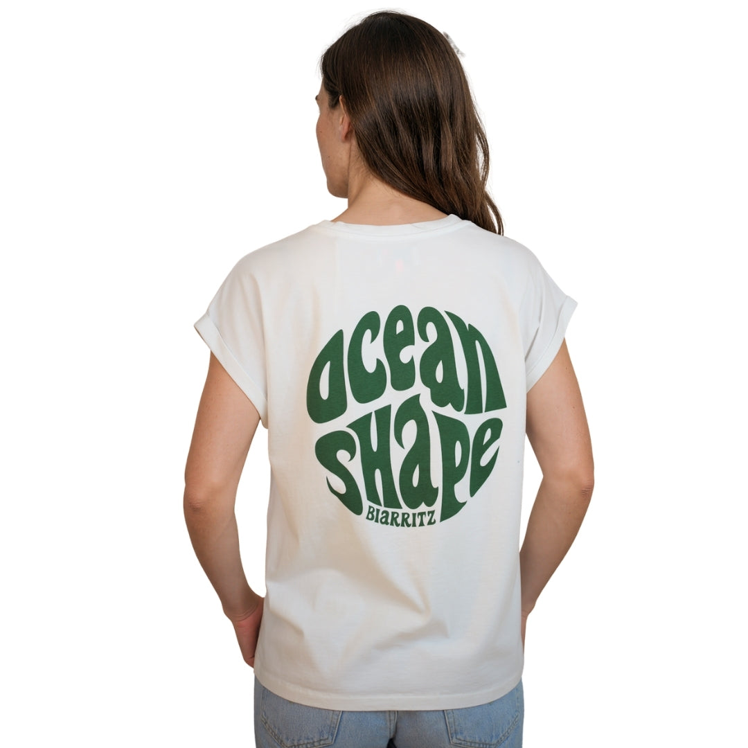 T-shirt femme "Bubble" - Blanc et Vert