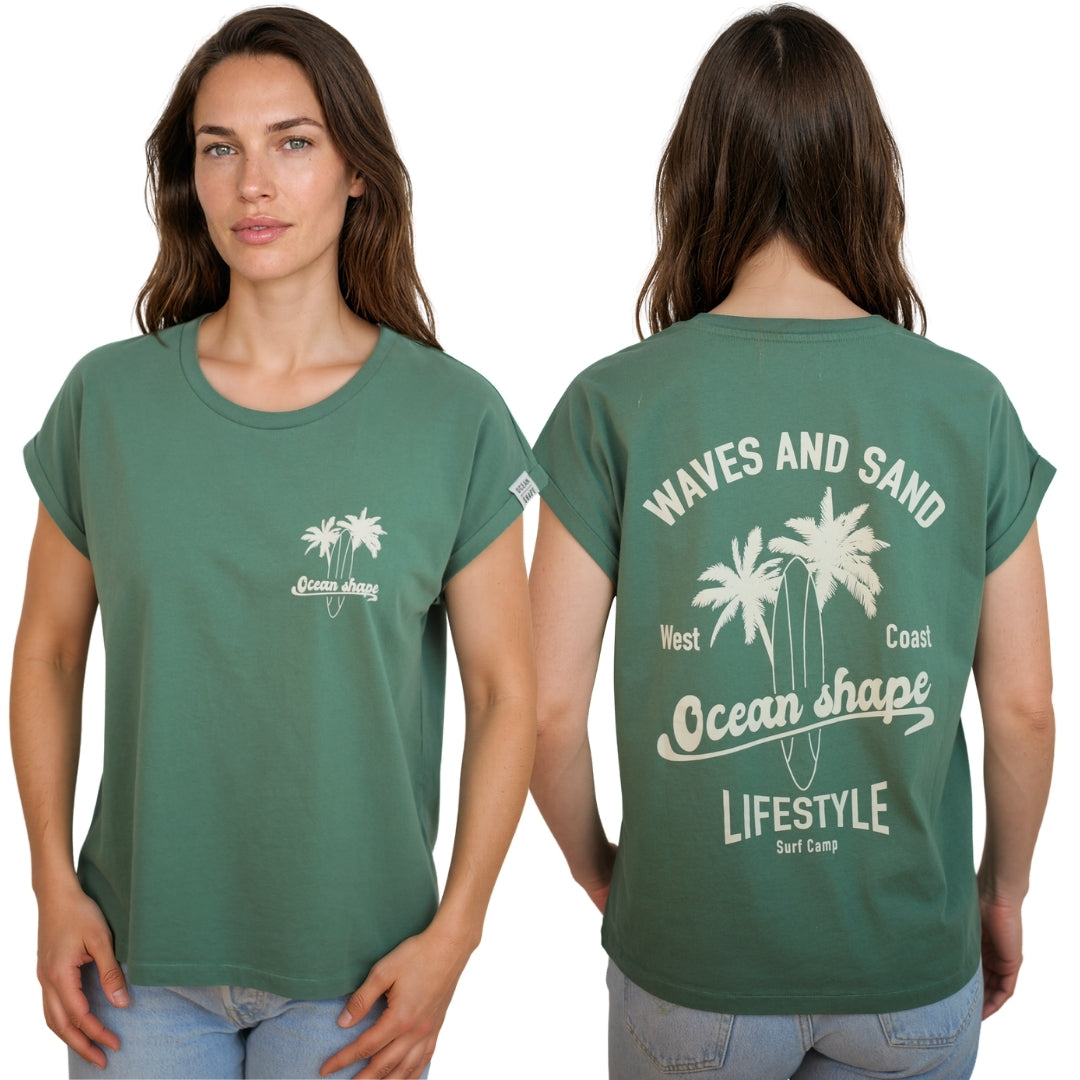T-shirt femme “Waves & Sand” - Green Bay