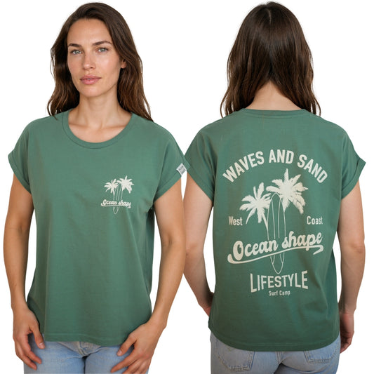T-shirt femme “Waves & Sand” - Green Bay