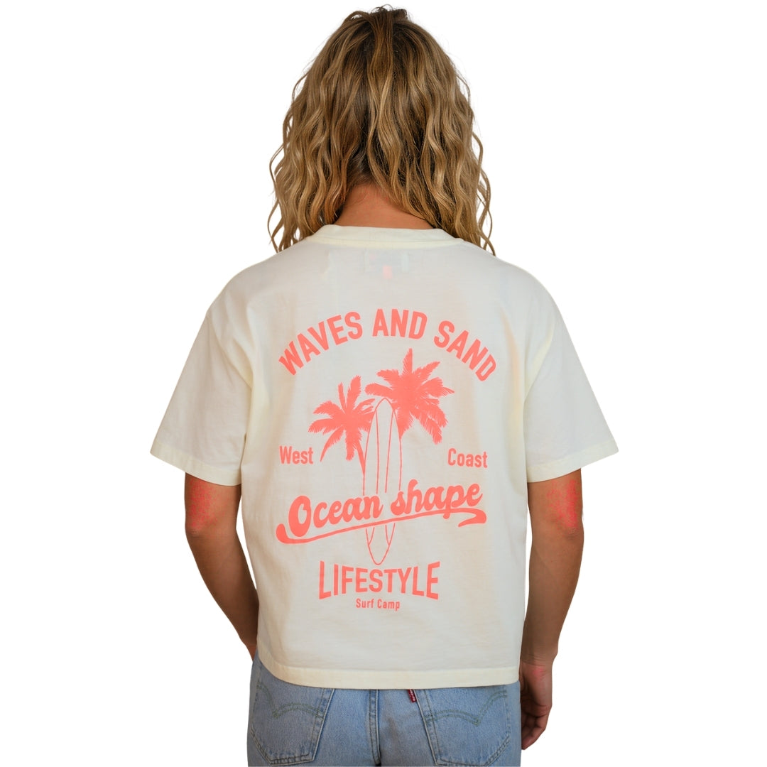 T-shirt femme “Waves & Sand” Off white