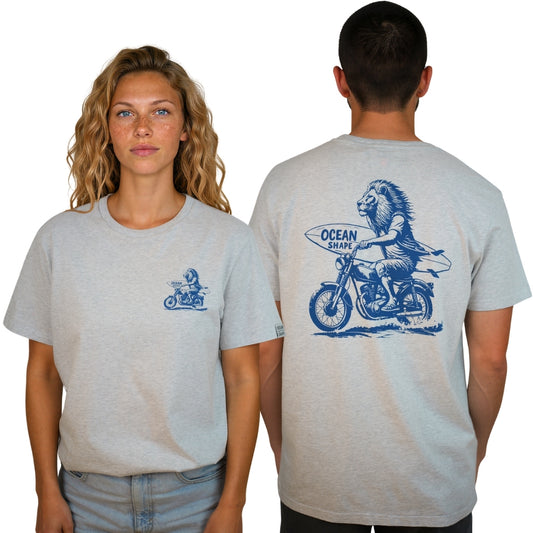 T-shirt unisexe "Lion Biker" - Light Ash