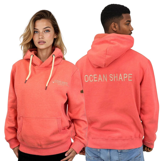 Sweat à capuche unisexe "Broderie" - Corail