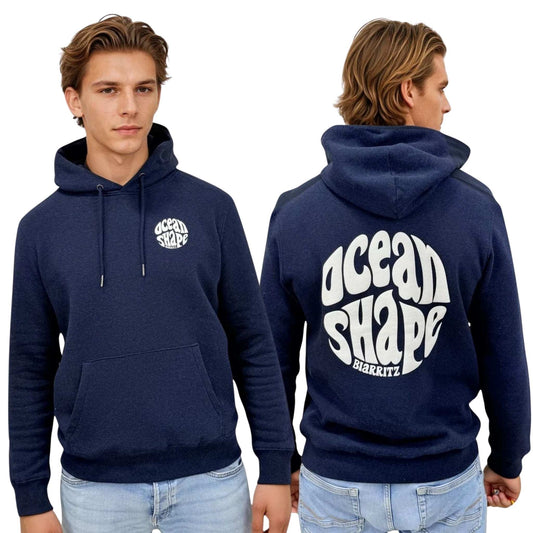 Sweat à capuche unisexe "Bubble" - Bleu chiné et blanc