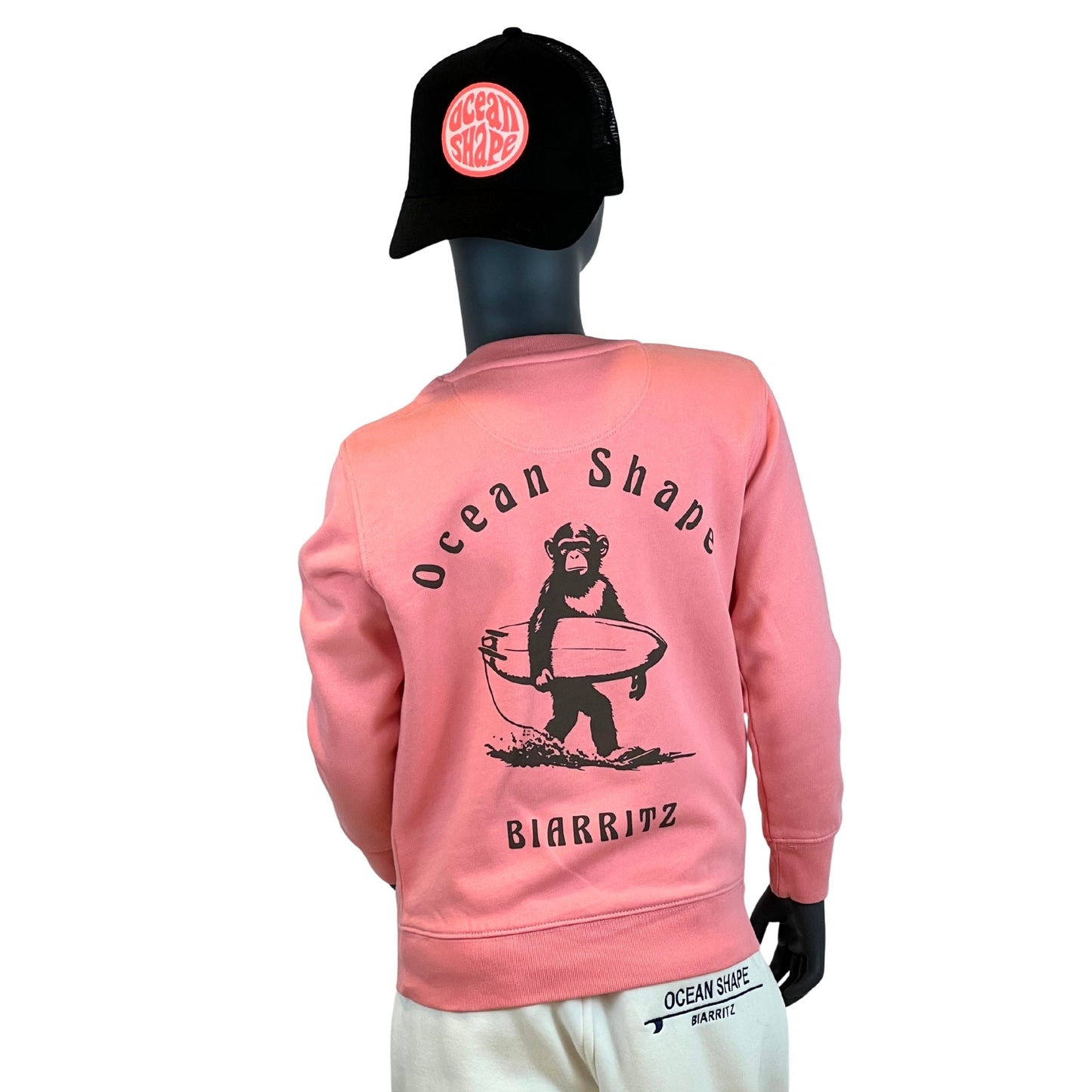Sweat col rond Kids "Monkey walk" - Pink Joy
