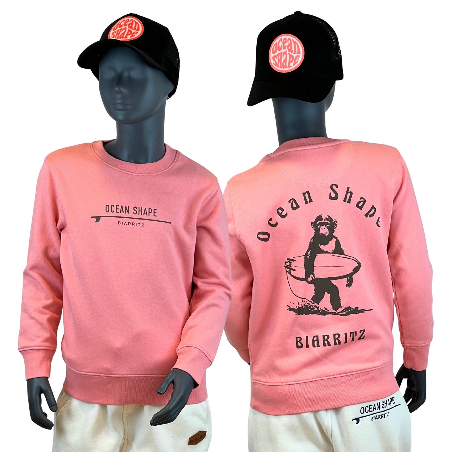 Sweat col rond Kids "Monkey walk" - Pink Joy