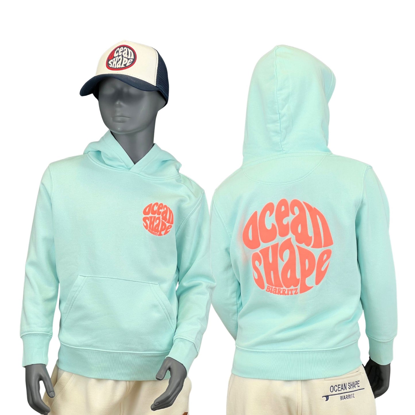 Sweat à capuche Kids "Bubble" - Caribbean Blue et Corail