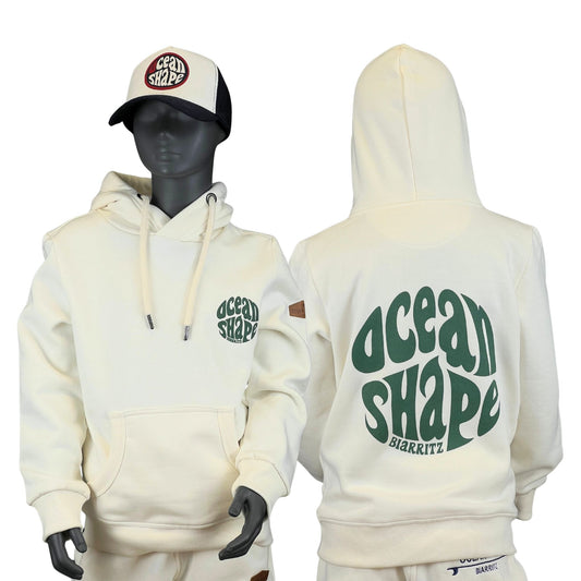 Sweat à capuche Kids "Bubble" - Ecru et Vert