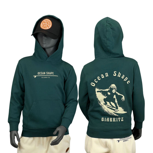 Sweat à capuche Kids "Monkey Wave" - Glazed Green