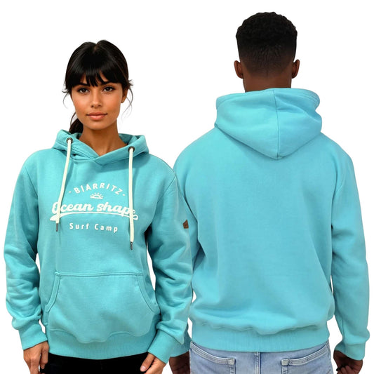 Sweat à capuche unisexe "Surf camp" - Turquoise