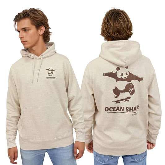 Sweat à capuche unisexe "Panda" - Beige et Marron