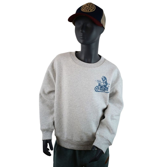 Sweat col rond Kids "Lion Biker" - Light Ash