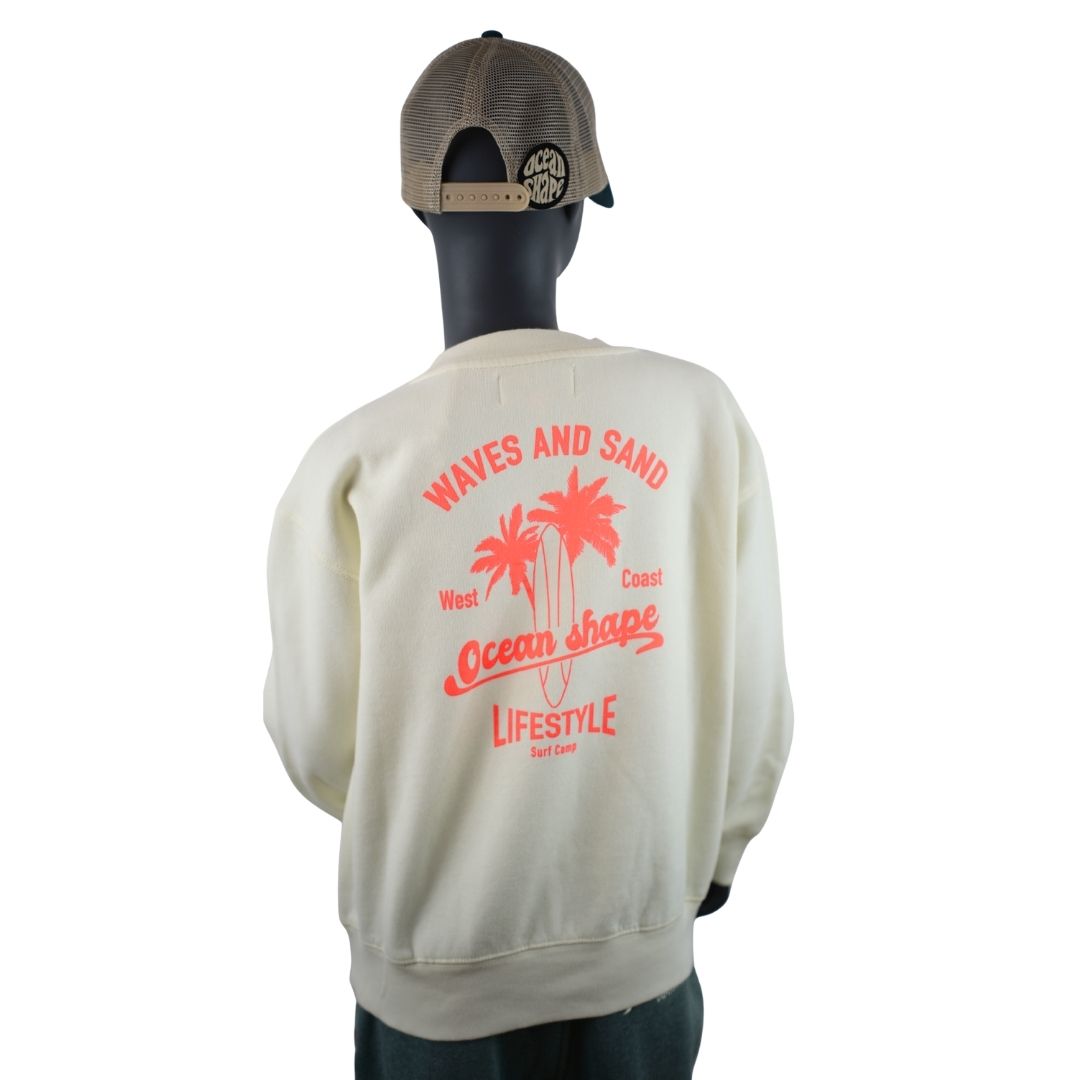 Sweat col rond Kids "Waves & Sand" - Off White