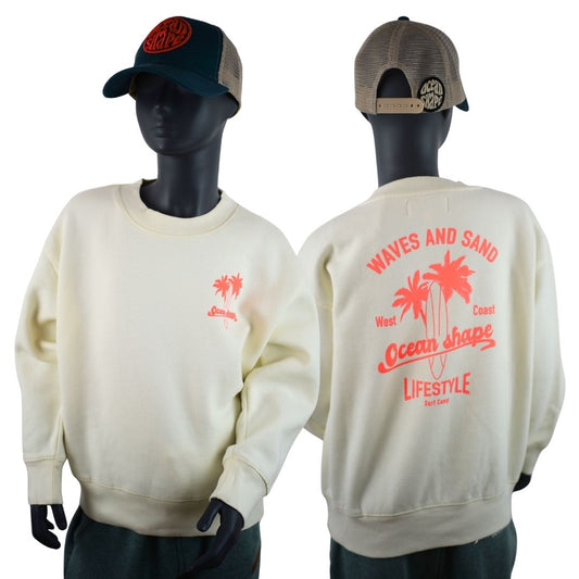 Sweat col rond Kids "Waves & Sand" - Off White