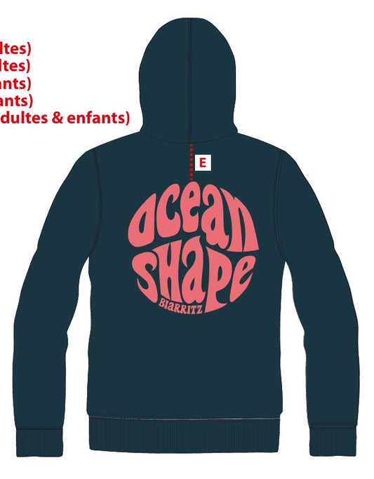 Sweat "Bubble" Peackock Blue et Corail à capuche