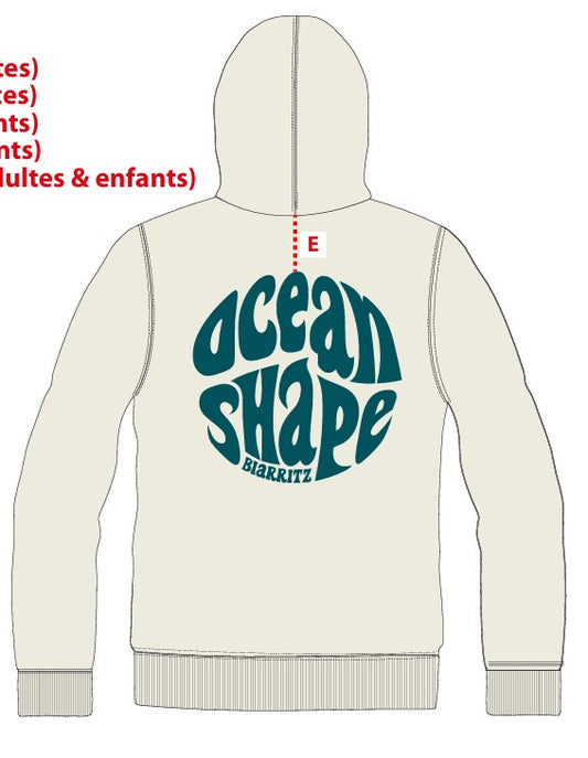 Sweat "Bubble" Ecru et Vert à capuche