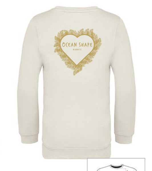 Sweat "Cœur" Ivory et Or, col rond
