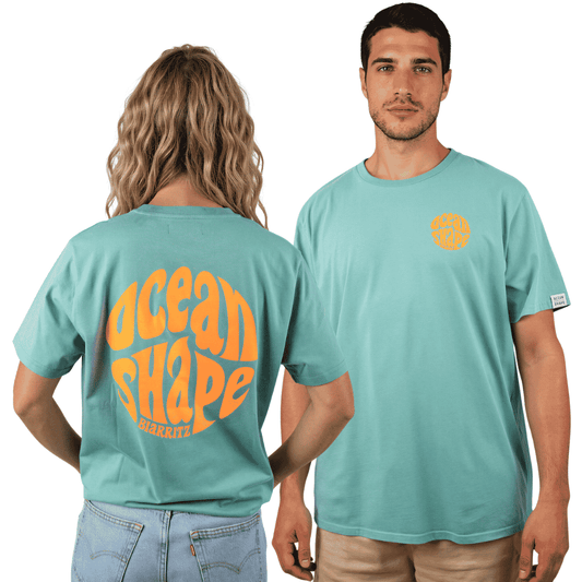 T-shirt unisexe "Bubble" - Teal Monstera et Orange