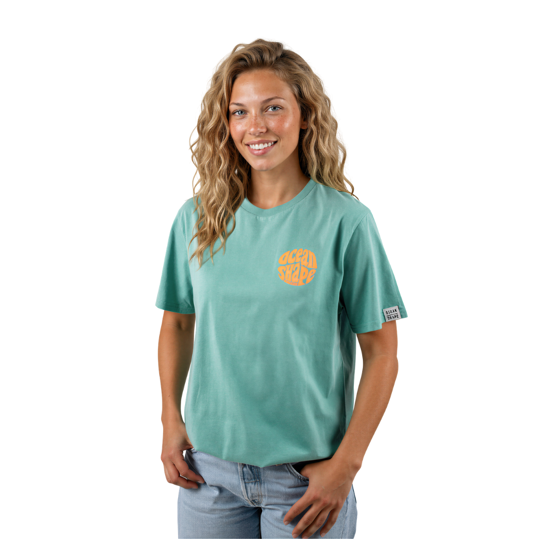 T-shirt unisexe "Bubble" - Teal Monstera et Orange