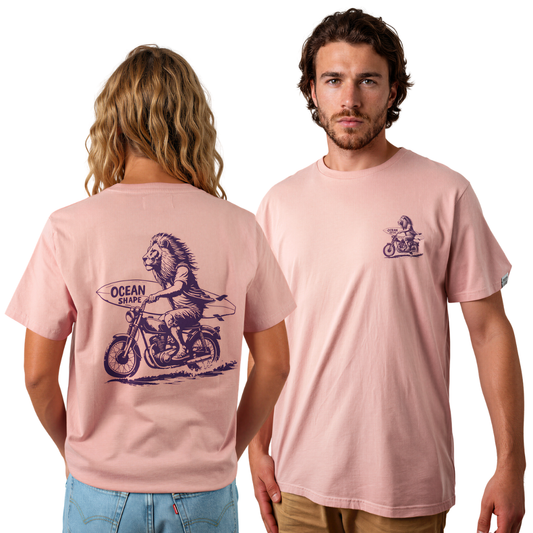 T-shirt unisexe "Lion Biker" - Petal Rose