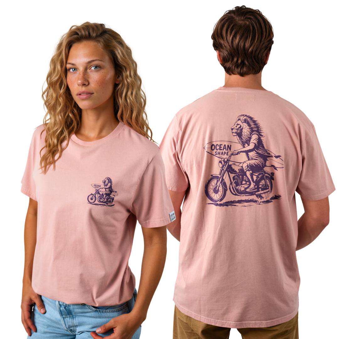 T-shirt unisexe "Lion Biker" - Petal Rose