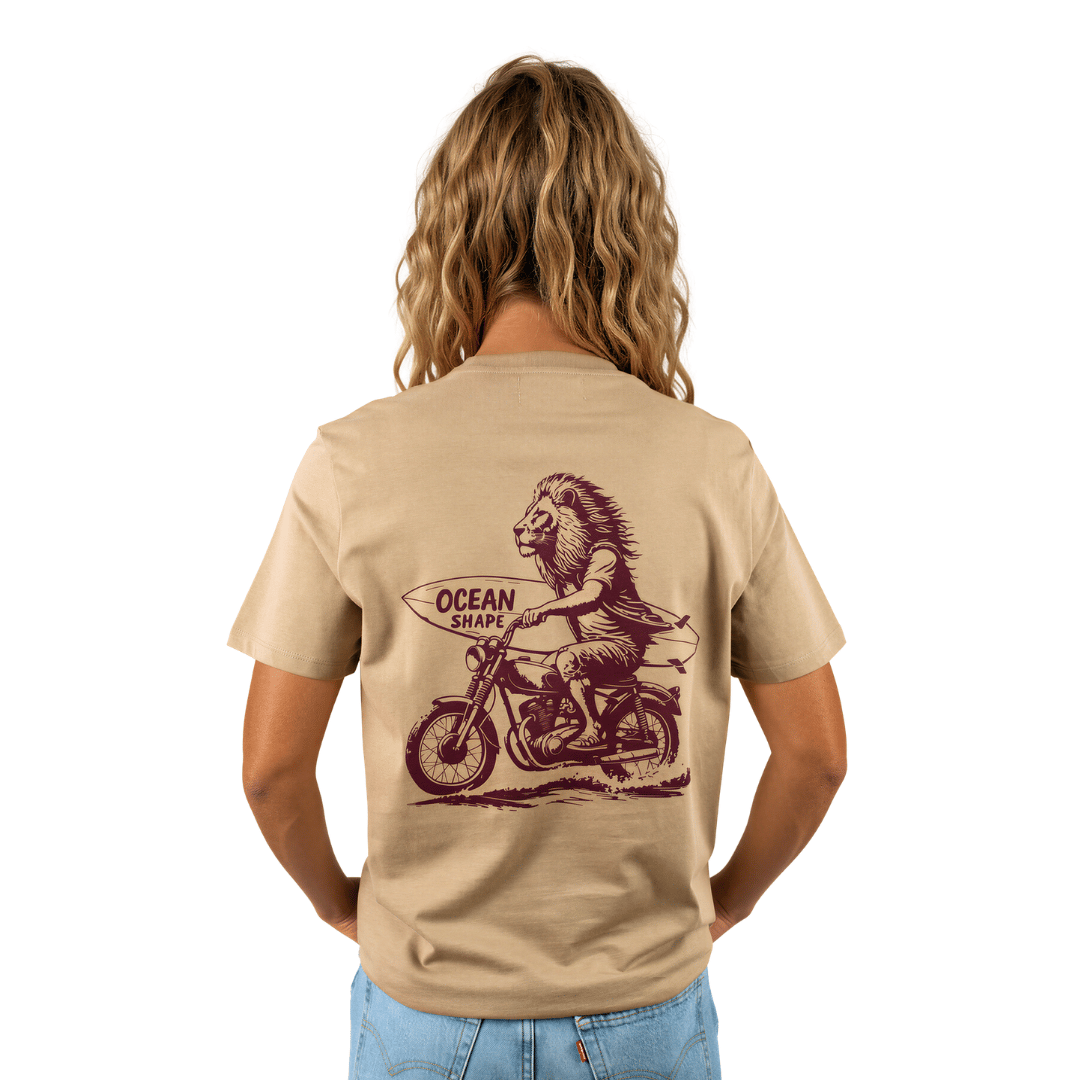 T-shirt unisexe "Lion Biker" - Wet Sand