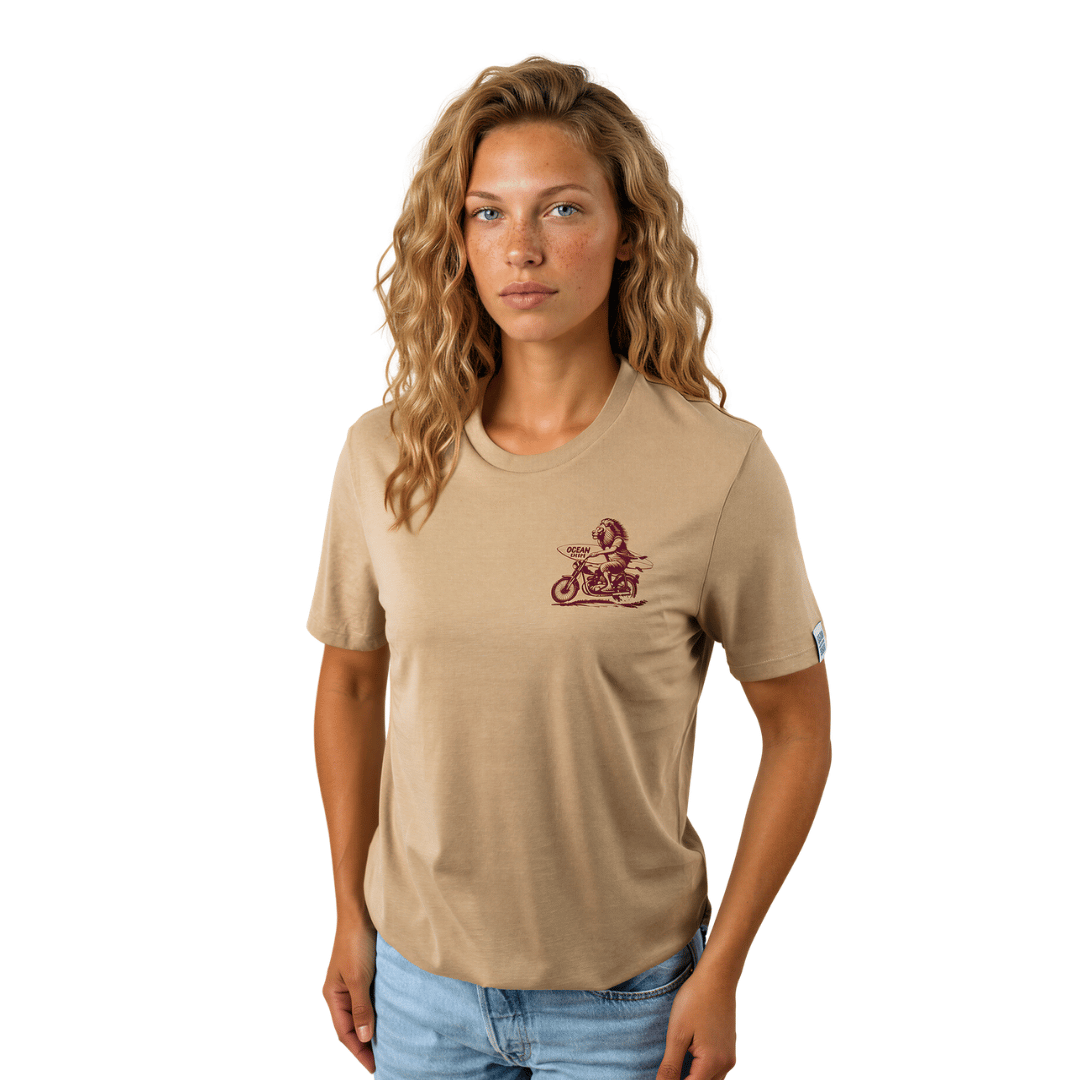 T-shirt unisexe "Lion Biker" - Wet Sand