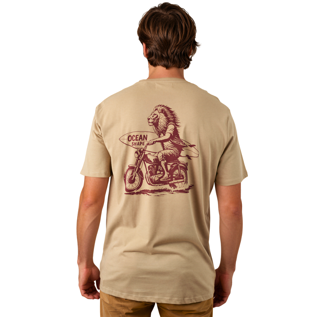 T-shirt unisexe "Lion Biker" - Wet Sand