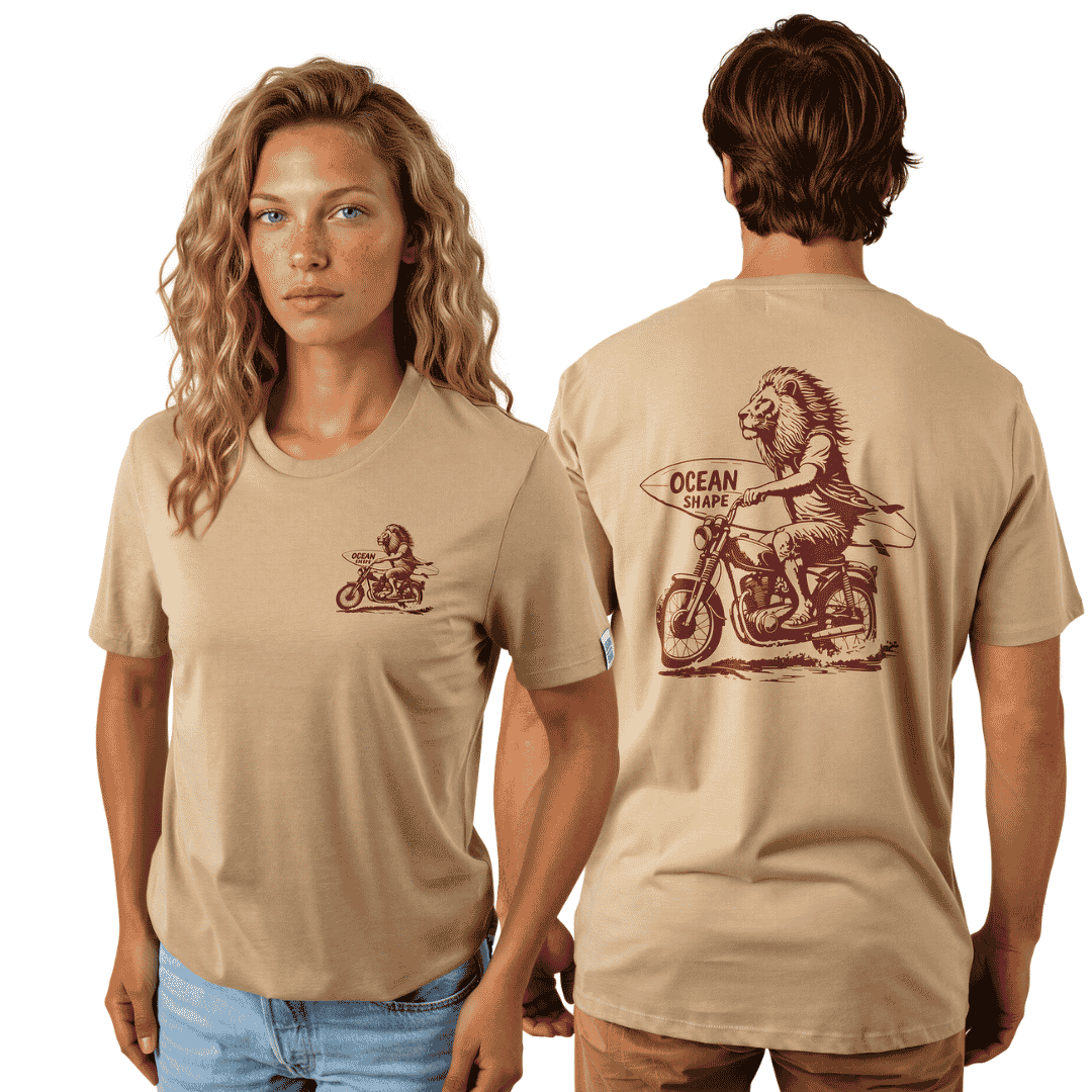 T-shirt unisexe "Lion Biker" - Wet Sand
