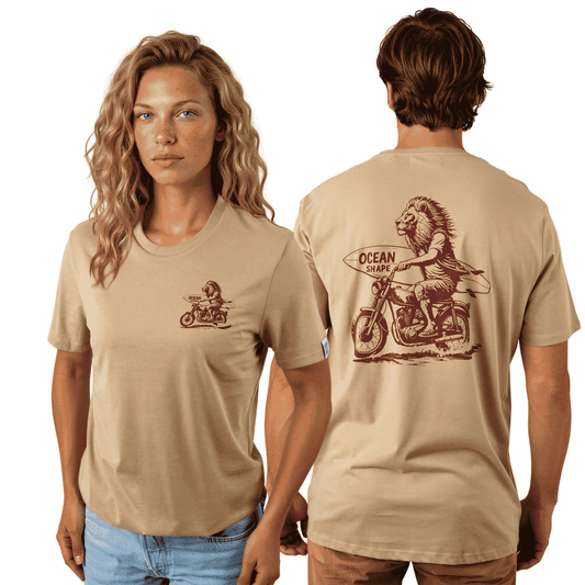 T-shirt unisexe "Lion Biker" - Wet Sand