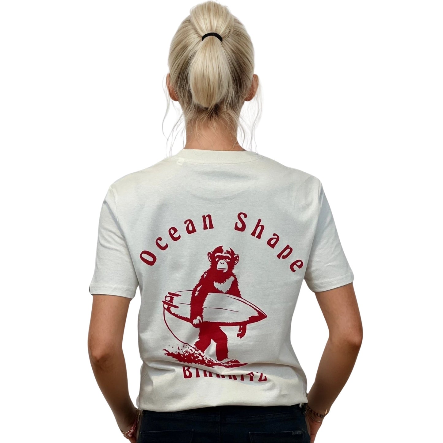 T-shirt unisexe "Monkey Walk" - Vintage White et Rouge