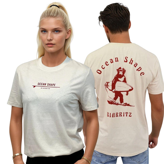 T-shirt unisexe "Monkey Walk" - Vintage White et Rouge