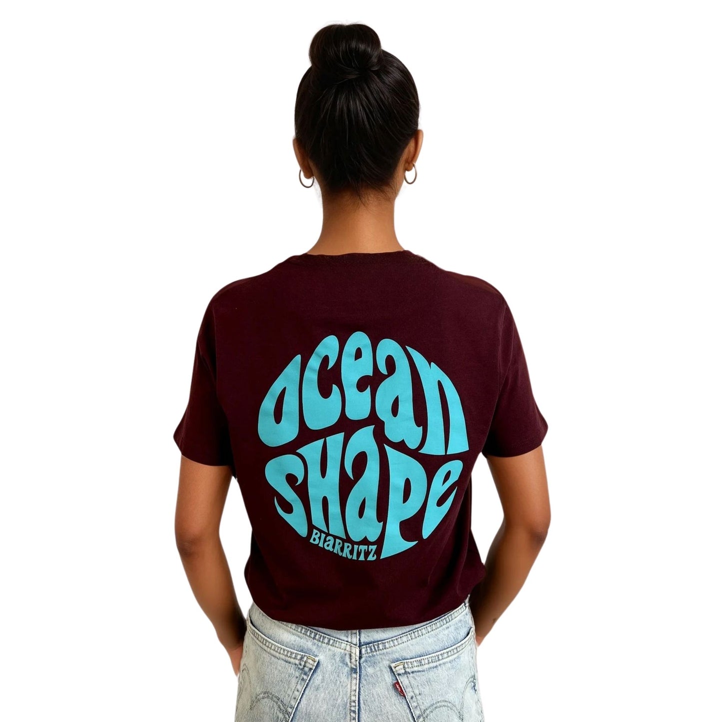 T-shirt unisexe "Bubble" – Dark Cherry et Turquoise