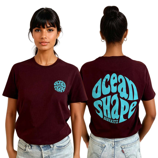 T-shirt unisexe "Bubble" – Dark Cherry et Turquoise