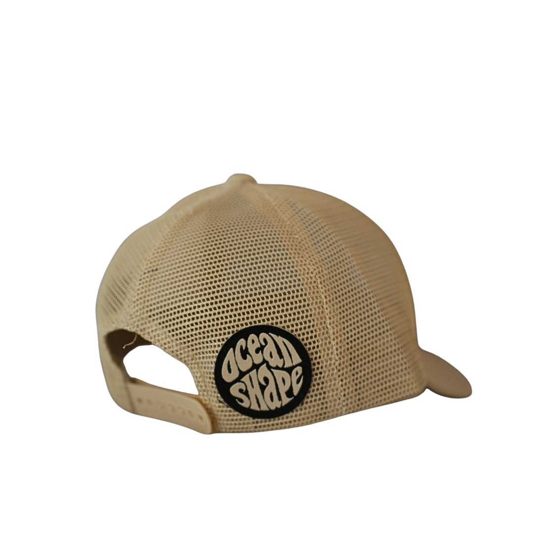 Casquette Trucker Beige - Bubble Broderie Bleu