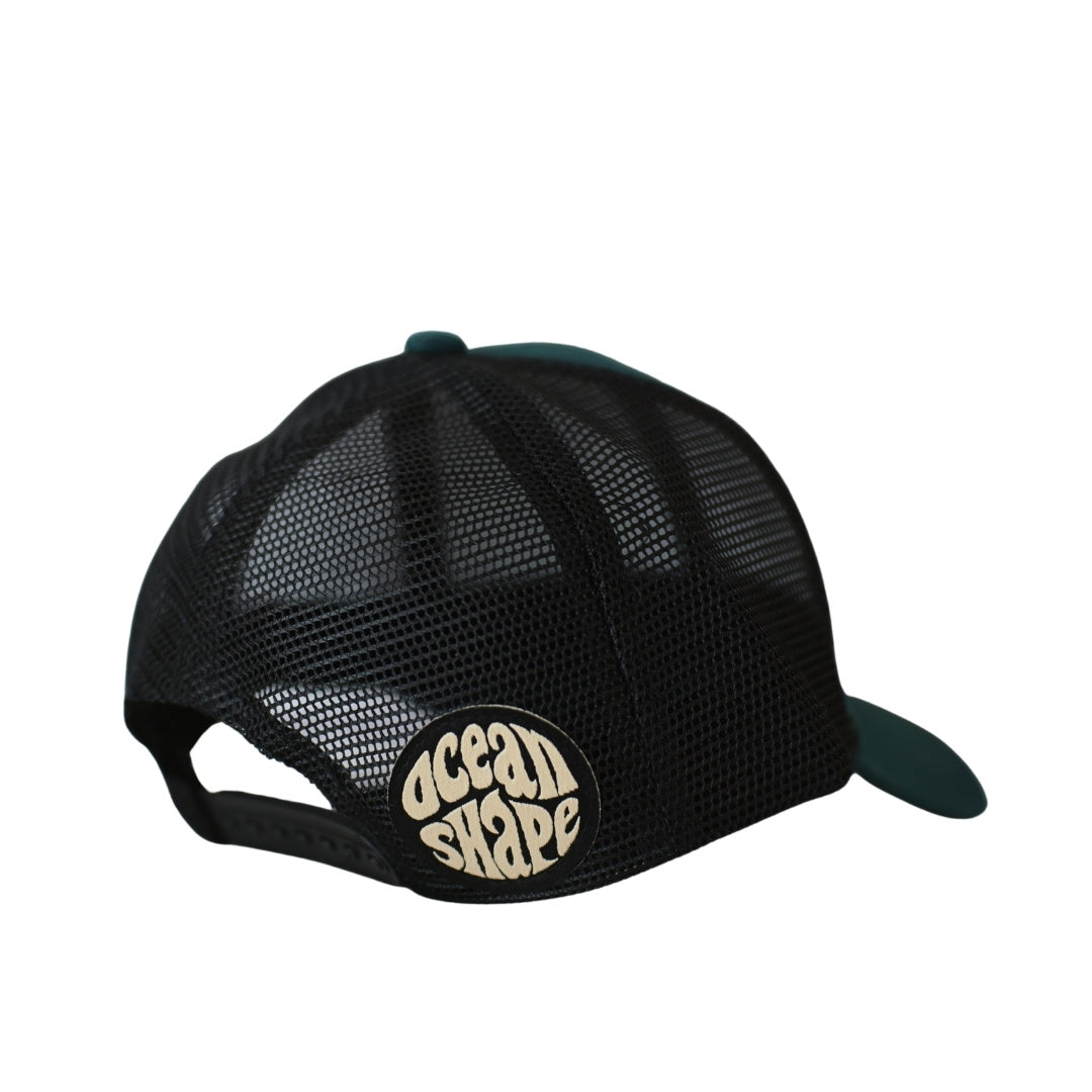 Casquette Trucker Vert- Bubble Broderie Noir