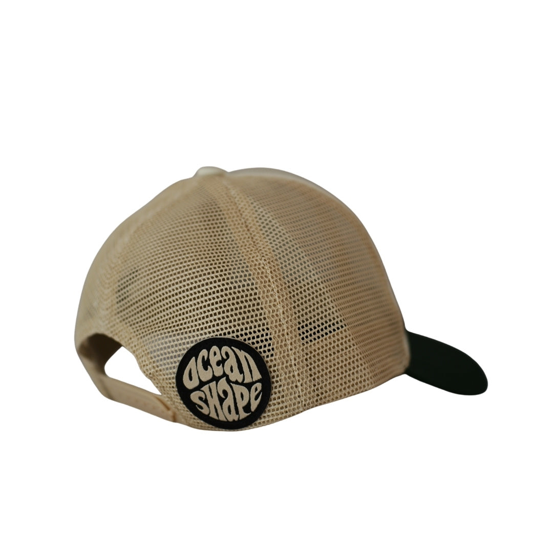 Casquette Trucker Ecru et Beige - Bubble Broderie Vert